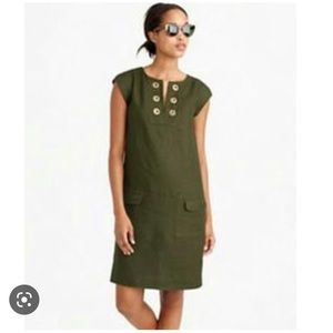 J Crew olive green linen dress